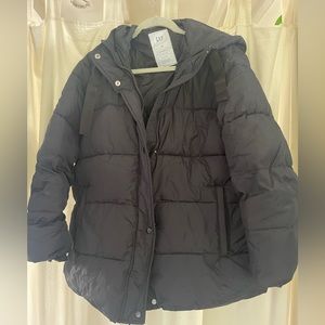 Gap Coldcontrol Max Black Hooded Puffer Parka Jacket Coat Size Medium